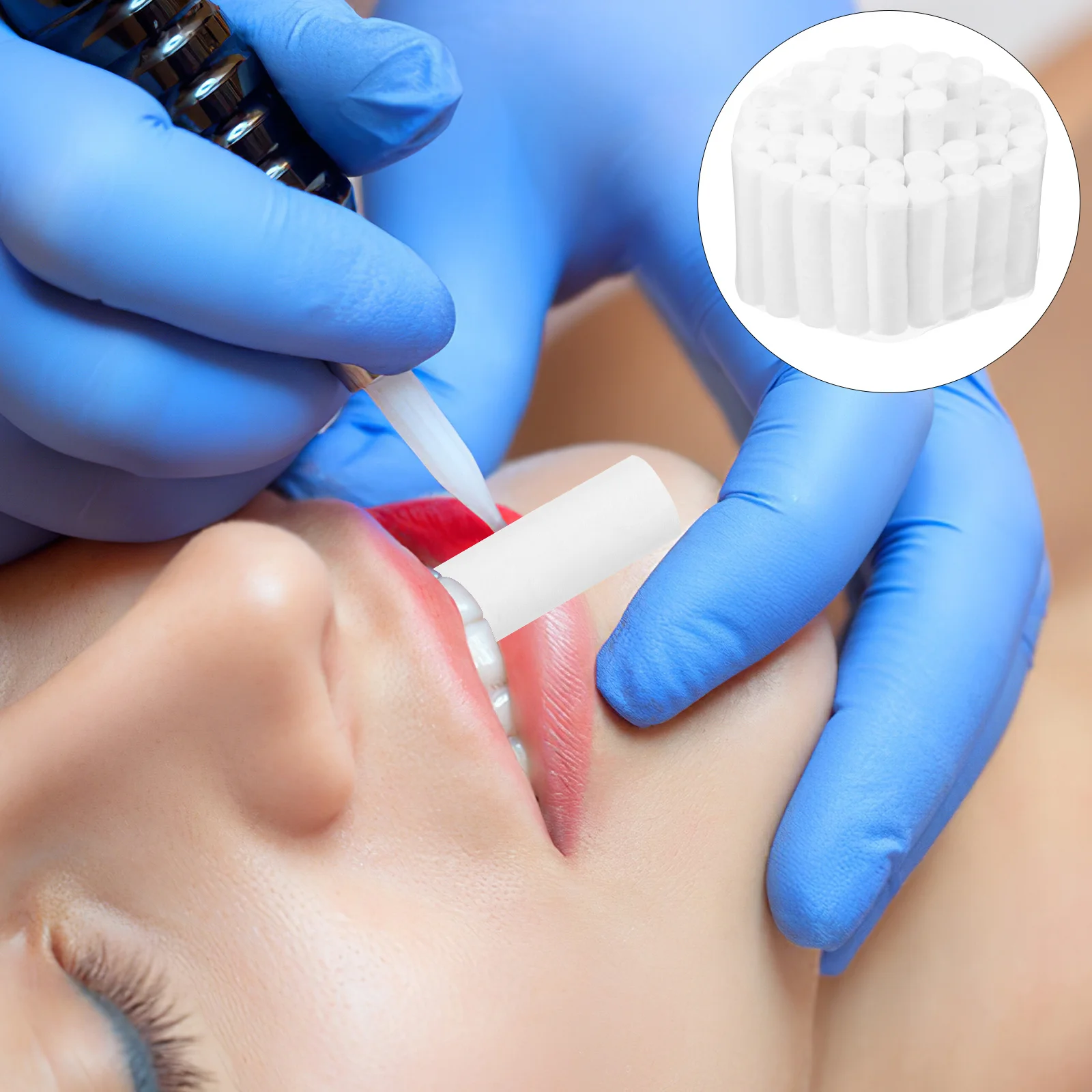 

100 шт. 1 коробка, растягивающийся хлопок для татуировки губ, высокопоглощающий слюна для полости рта, стоматологические ватные рулоны для татуировки губ, макияжа, кровотечения