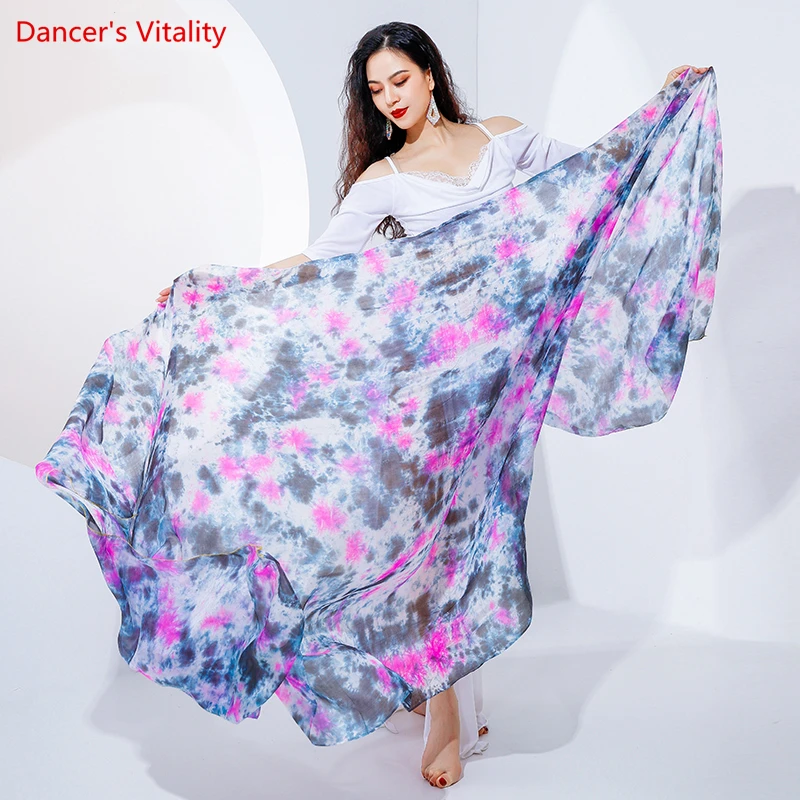 Belly Dance Accessory Opening Dance Mejance Scarf Tie Dyeing Hand Yarn 260 * 114 Mulberry Silk Throwing Yarn Belly Dance Veil