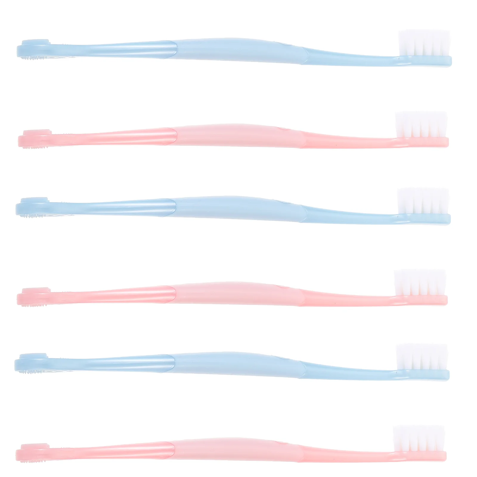 6 Pcs Soft Fur Tongue Scraper Bristle Toothbrush 2-in-1 Cleaner 6-pack Miss Toothbrushes Manual Teeth Cleaning