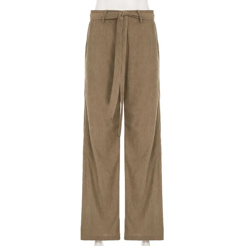 2025 Autumn/Winter Ankle Strap Denim Loose Fit Lazy Style Casual Wide Leg Pants