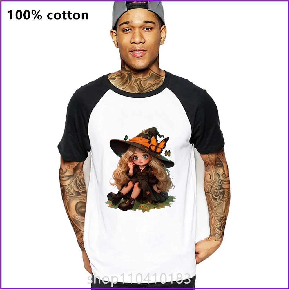 Cute Witch On Halloween Pumpkin Butterfly Gift T Shirts For Men'S Women Tshirt T-Shirt Long Sleeve Compression Tee Logo Blank Bl