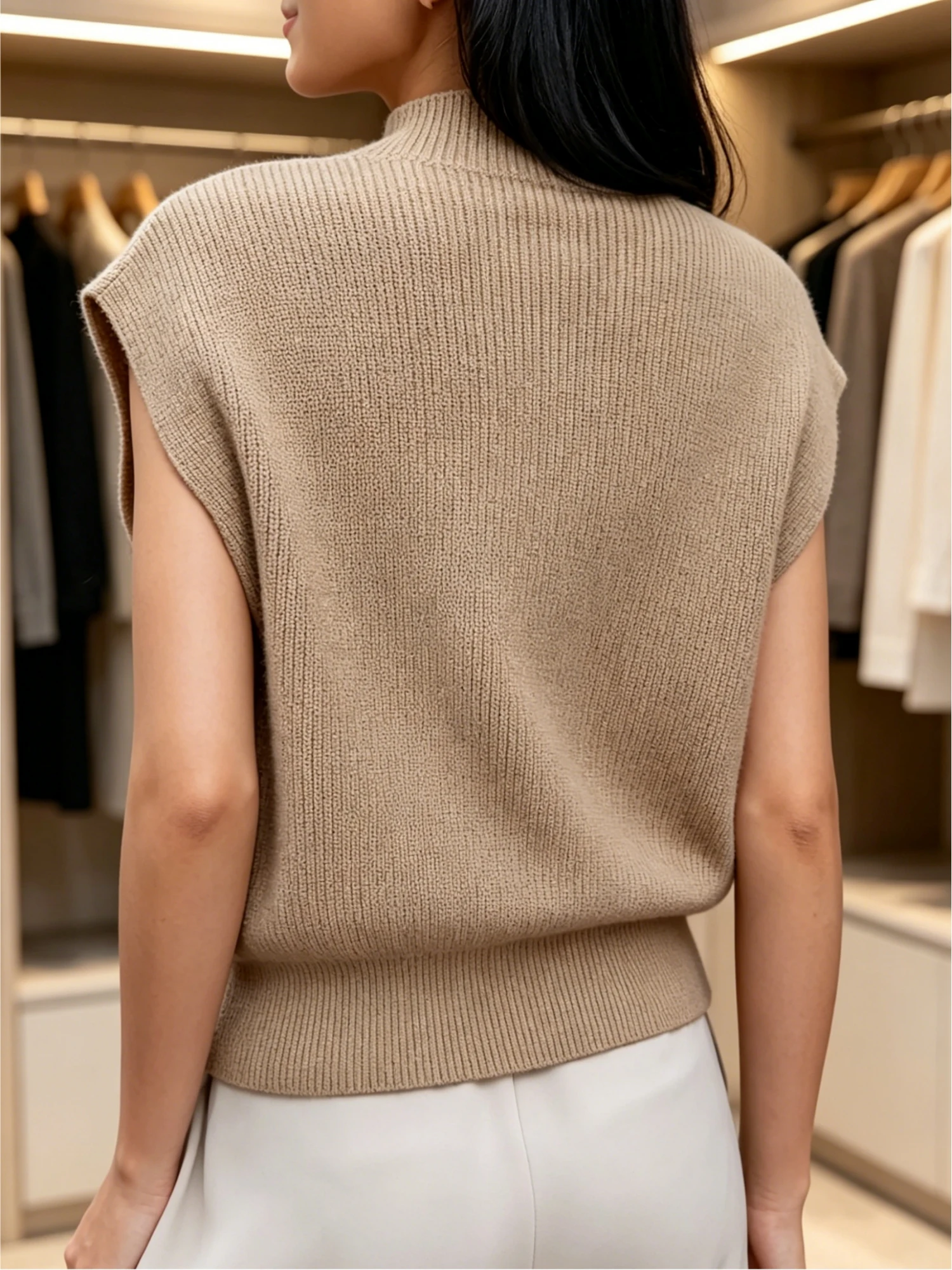 Chaleco Punto Cuello Alto Mujer Talla Grande - alternate angle