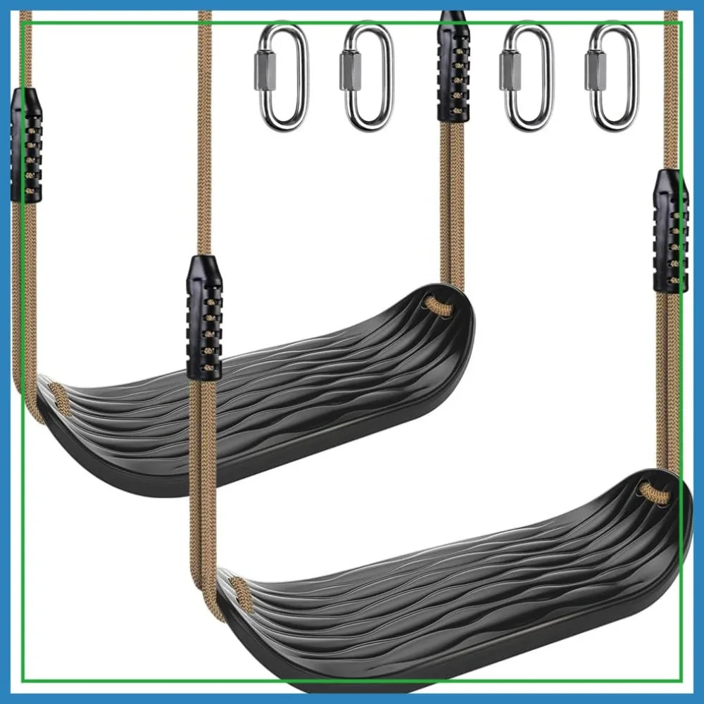

Plastic Swing Seat for Kids, Non-Slip Tree Swing with Adjustable Rope, Heavy Duty Outdoor Playground Accessories, 2 Pack, Black