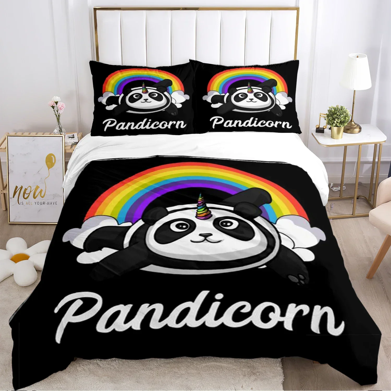 

Cute Panda Cartoon Kawaii Comfortable Duvet Quilt Cover Pillowcase Bedding Set Children Bedroom Decoration Home Textile