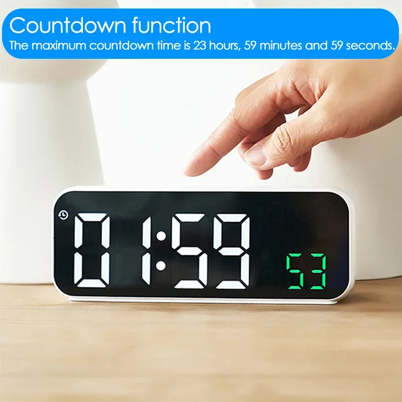 Voice Control Digital Alarm Temperature Dual Alarms Desktop Table Clock Brightness Adjustable LED Clock Watch Electronic Clock