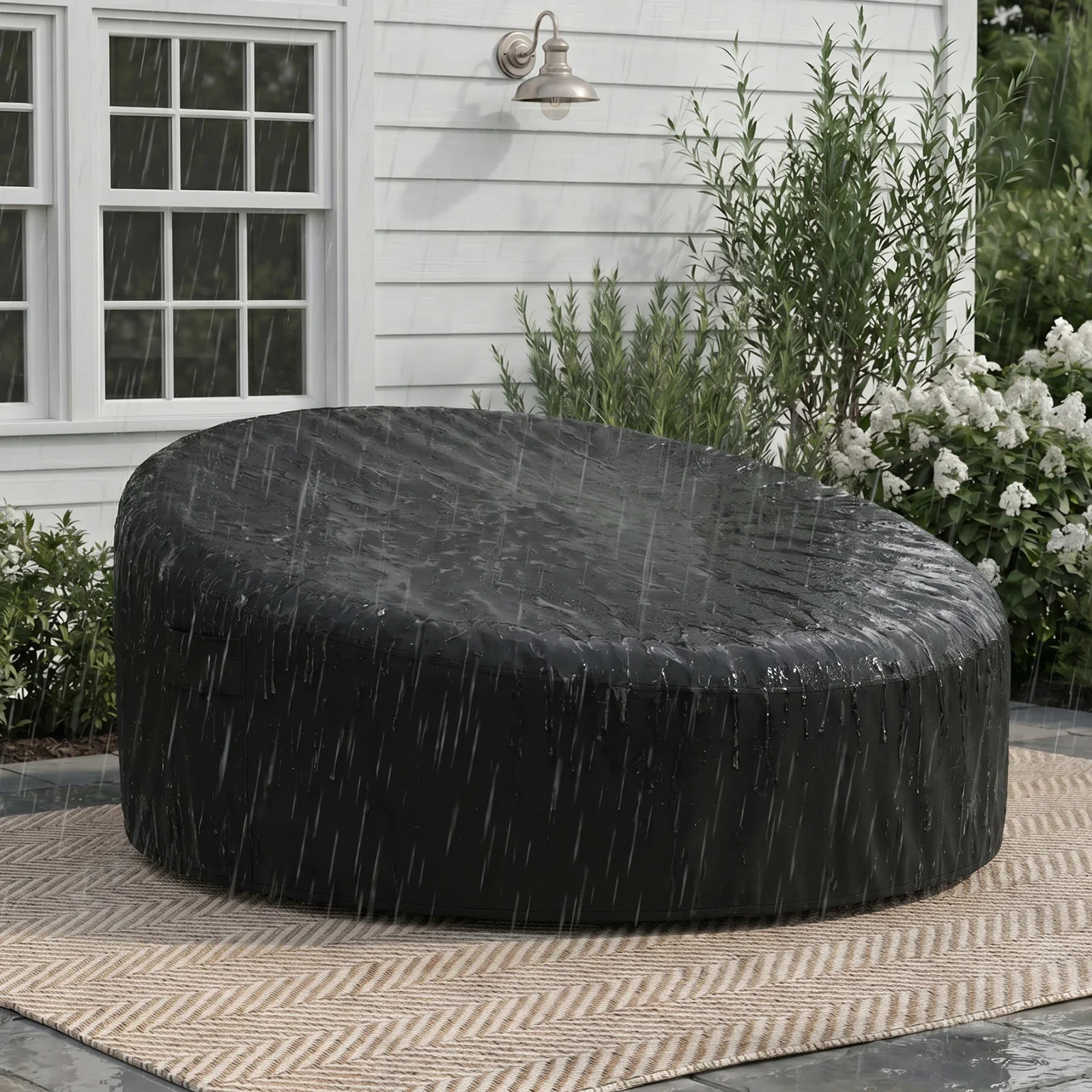 Outdoor Day Bed Cover Round Sofa Rain Cover Waterproof Dustproof Garden Patio Furniture UV Fade Sofa Chair Protection Cover