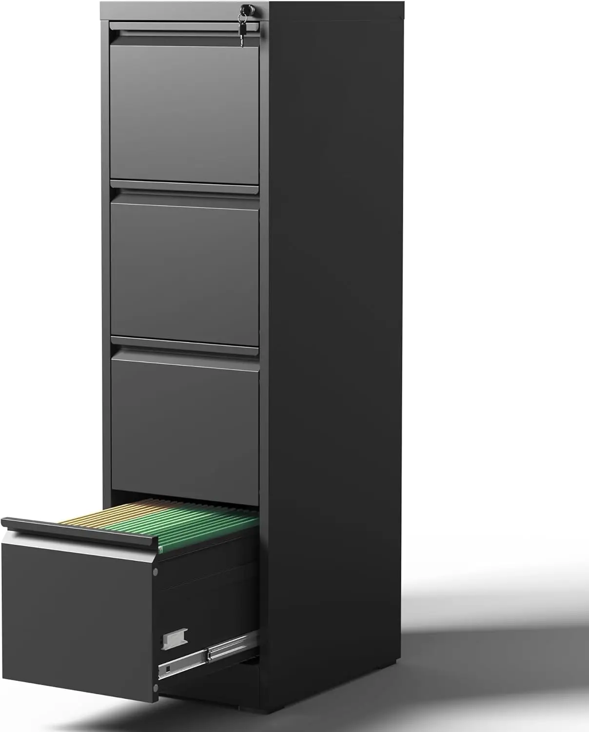 Cabinet for Home Office, Vertical File Cabinet with Lock, Locking File Cabinet Hanging Files for A4/ Legal/Letter, Require Assem