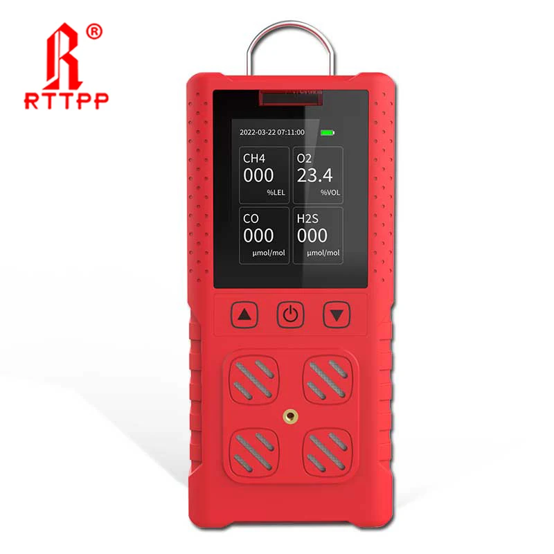RTTPP Portable 4 in 1 multi Gas Detector LEL H2S CO O2 Oxygen Hydrogen Sulfide Carbon Monoxide Combustible Gas Leak Detector