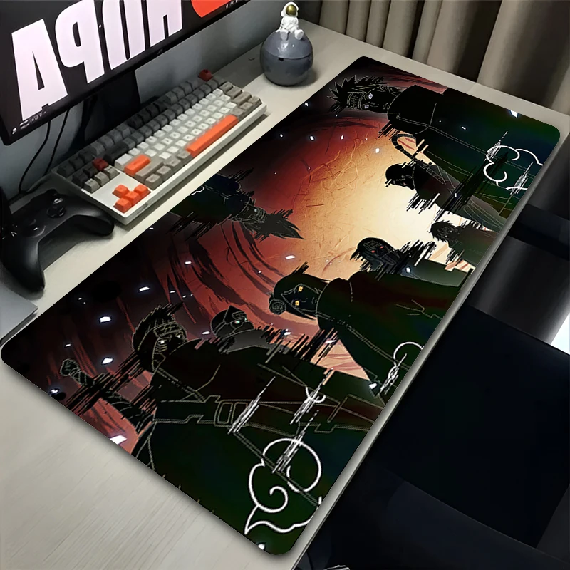 Black And White Cool Mouse Pad XL PC Non Slip A-akatsuki Keyboard Rug Laptop Japan Anime N-narutoS Mousepad Moon Desk Mat Carpet