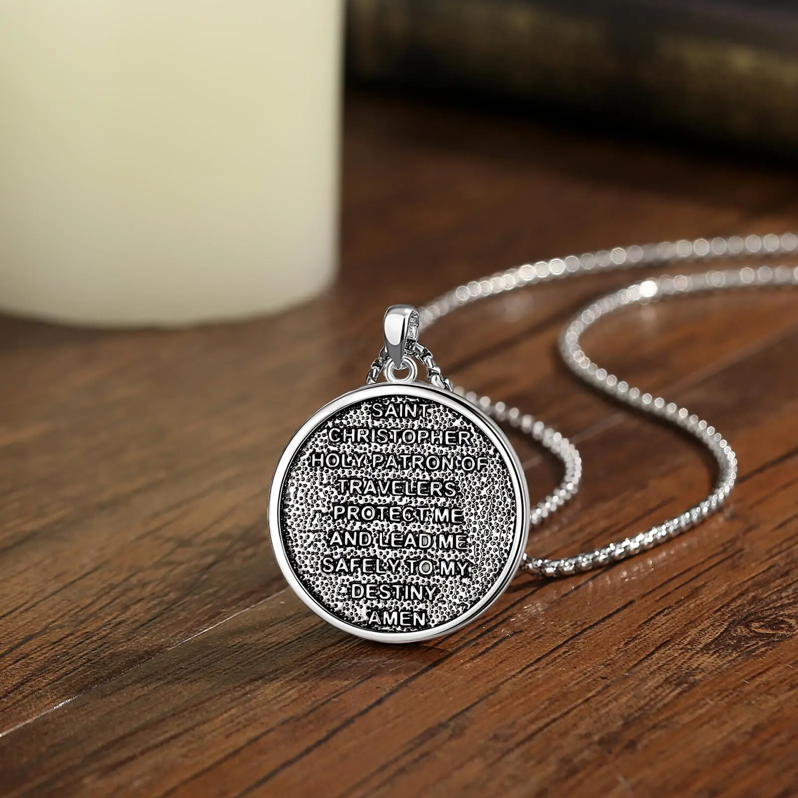 Eudora Copper Saint Christopher Necklace for Men Women Protect Us Archangel Medal Pendant Amulet Religious Jewelry Fine Gift view 4