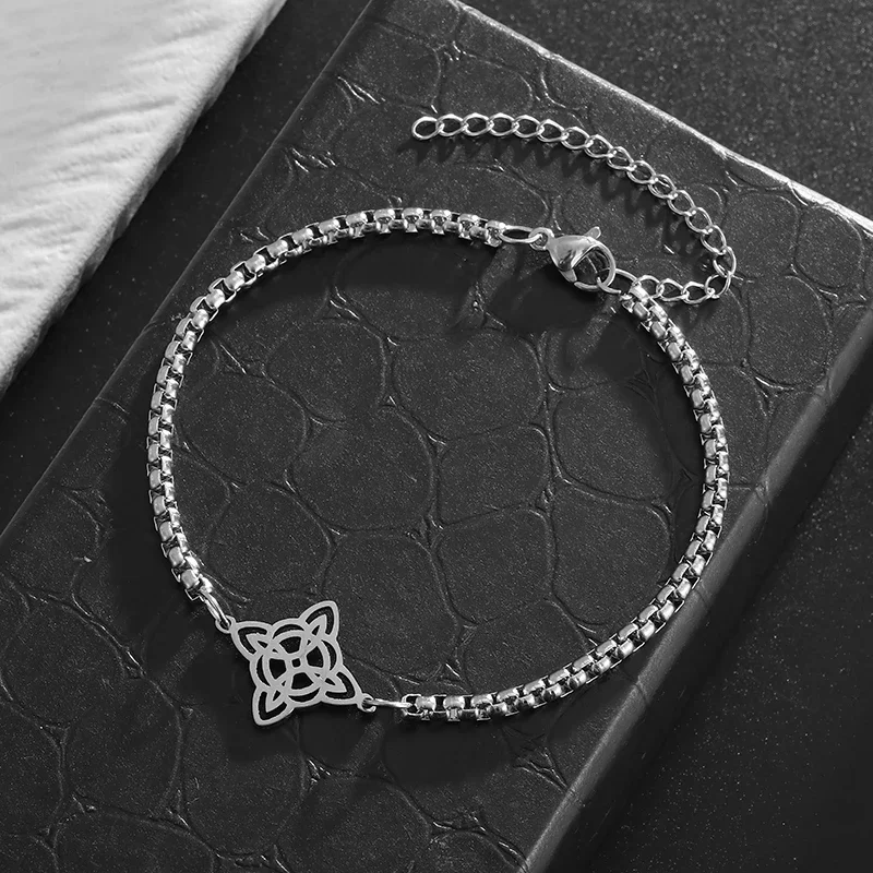 Stainless Steel Witchcraft Witch\\'s Knot Bracelet Women\\'s Vintage Charm Irish Lucky Amulet Jewelry Girls Gift