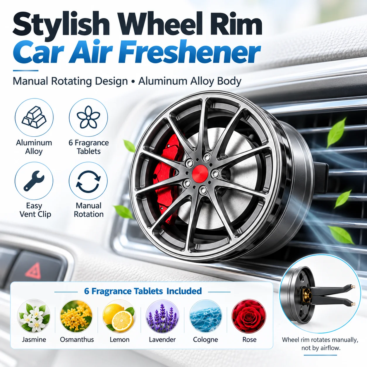Car Air Freshener Solid Fragrance Tablets Aroma Refill Scent Pads for Car Vent Perfume Diffuser Long Lasting Replacement