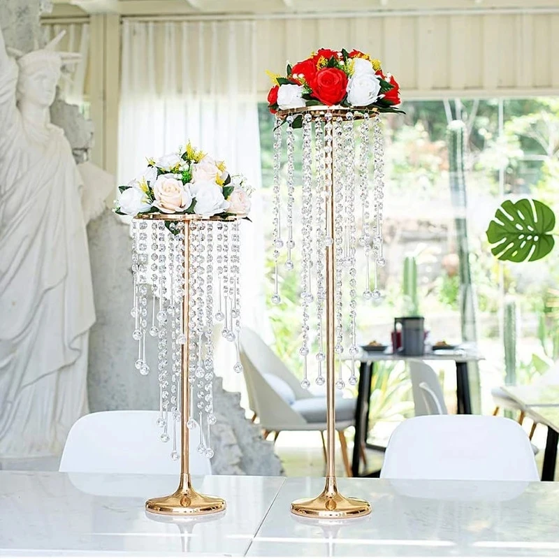 

10Pcs Wedding Main Table Centerpiece Flower Stand S-type Crystal Bead Curtain Road Lead Wedding Reception Area Decorative