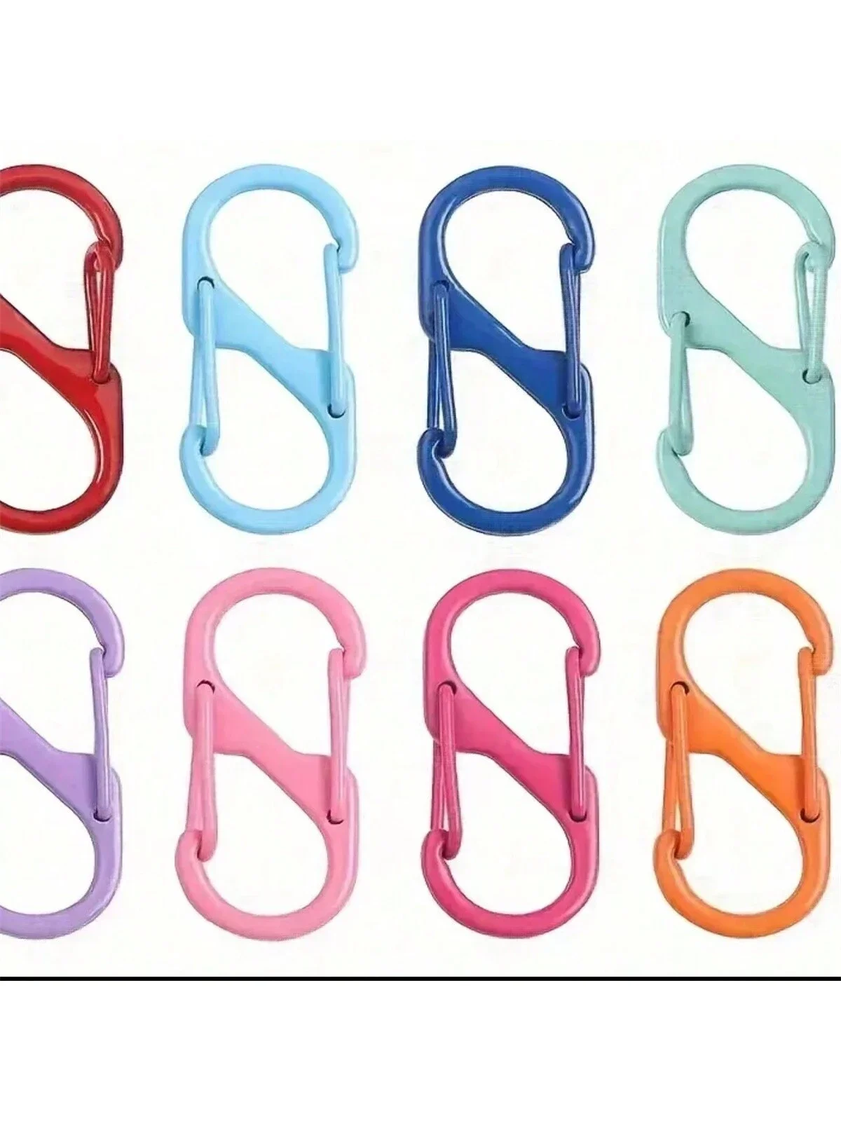 10pcs Macaron Color Buckles Random MixedMultifunctiona S-Shaped Carabiner 8-Shapedwo-Way Backpack Hook Keychain Hanging AlloyBuc