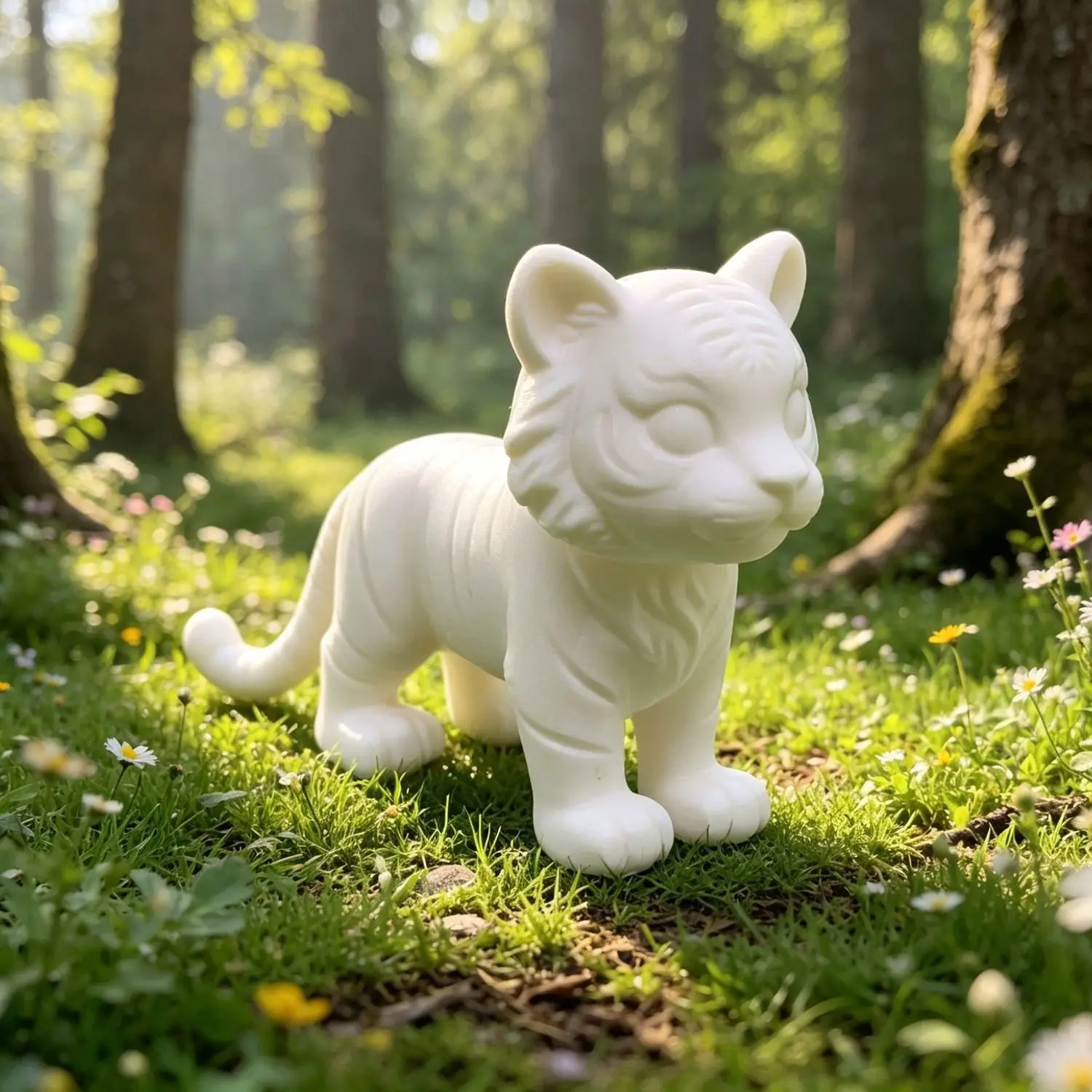 Diy Minimalist White Standing Tiger Figurines Ornament Mini Unfinished Cub Sculpture for Bonsai Micro Landscape Room Decor Gifts