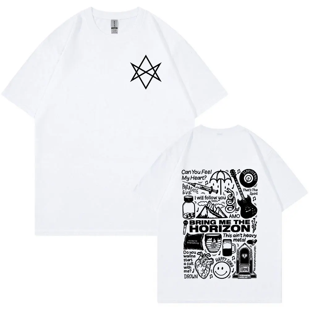 BMTH BringMe TheHorizon Metal Band Merch T-shirt Men Women Vintage Hip Hop Oversized T Shirt Cotton Casual Short Sleeve T-shirts