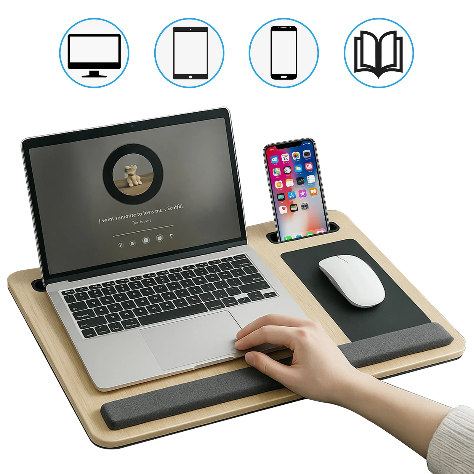 

Многофункциональный стол для ноутбука, портативная кровать, стол для ноутбука, встроенная подставка для запястий, 17 дюймов, регулируемый, с подушкой и заполненной пеной