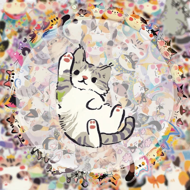 50 Versatile Kitten Stickers, Vibrant Sticker Decals, Multiple Styles Without Duplication, Suitable for Water Bottles, Laptops, Suitcases, Skateboards, Guitars, Party Decorations