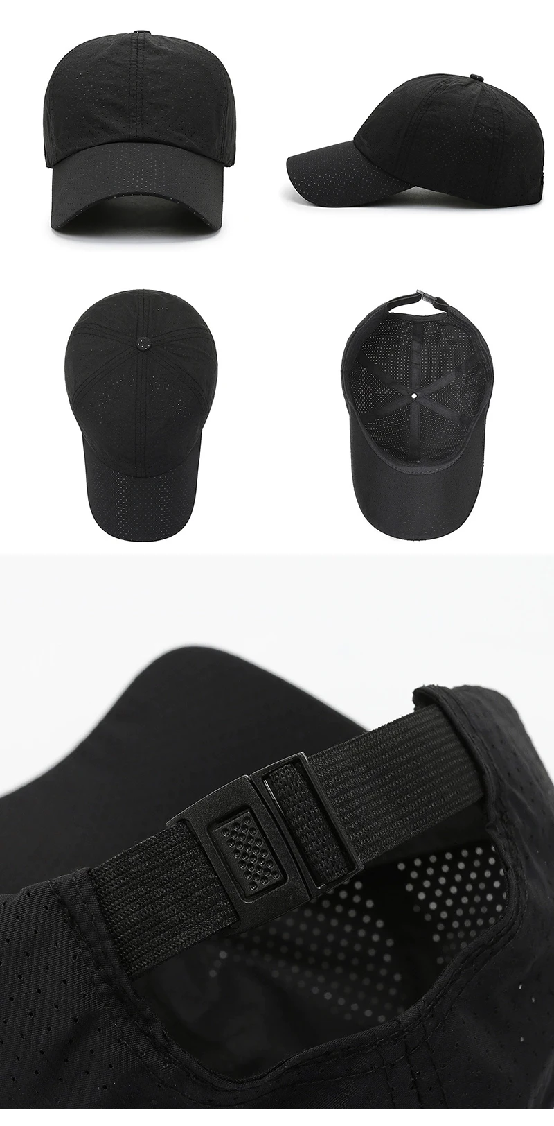Mesh-Schnelltrocknende Kappe für Herren Lauf- und Sportbaseballmütze Damen Golf-Tenniskappe Atmungsaktiver Sonnenhut für Outdoor-Jogging – Detail 3