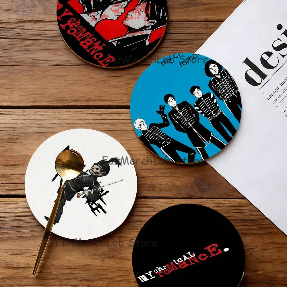 

My C-Chemical Rock Band R-RomanceS Round Coaster Non-slip table mat Insulated Coasters Kitchen Dining Room Tabletop Decor