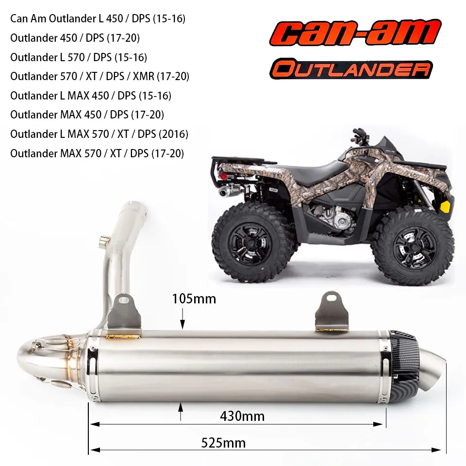 Motocykl ATV wydechowy Slip-On wydechowy dla Can-Am Outlander L MAX 450 570 outlander układ wydechowy z DB zabójca atv tłumik