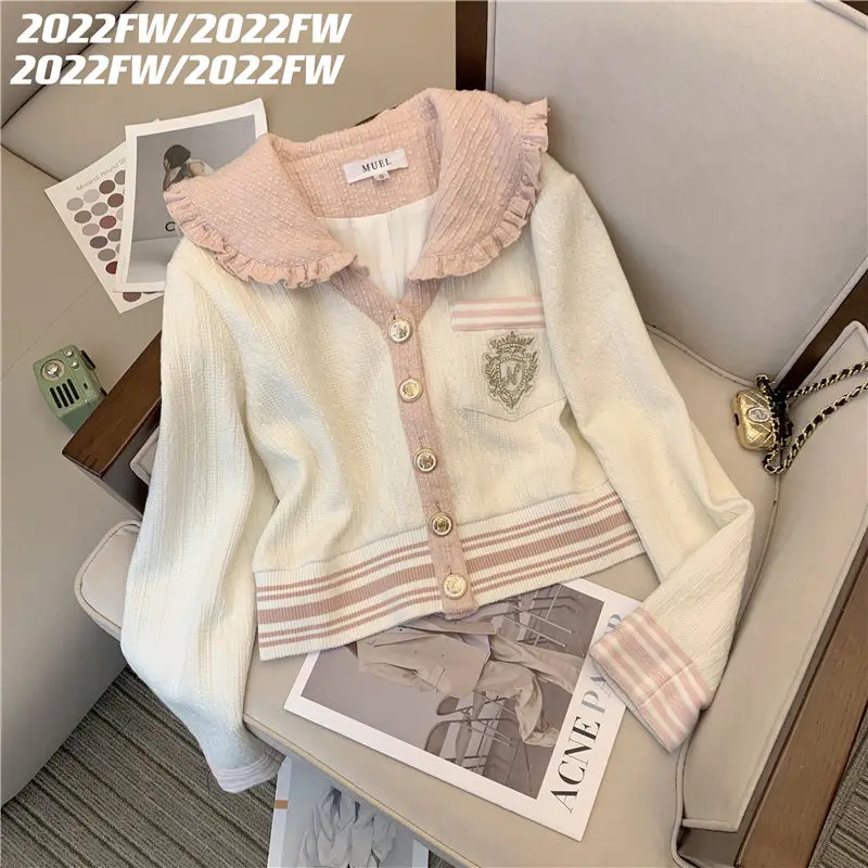 Luxury Casual Pants Suit Doll Collar Long Sleeve Coats+Bandage Pants 2024 Autumn Fashion Western Style Sports Two-piece Suits