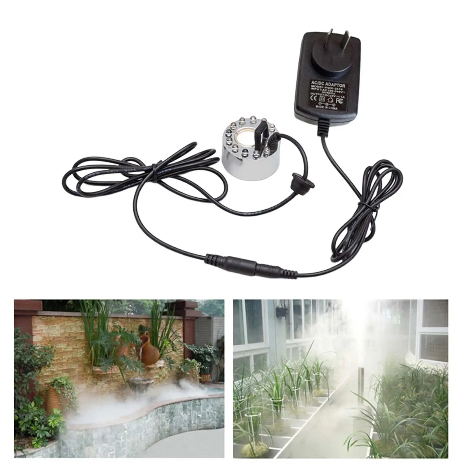 Ultrasonic Mist Maker Fogger Humidifier Large Fog Volume Water Pond Fountain Fogger for Halloween Party Bonsai Landscaping Vase