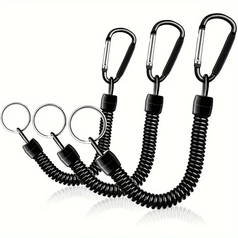 3P Spring Coil Keychains,Retractable Wrist Strap Safety Rope,8.46