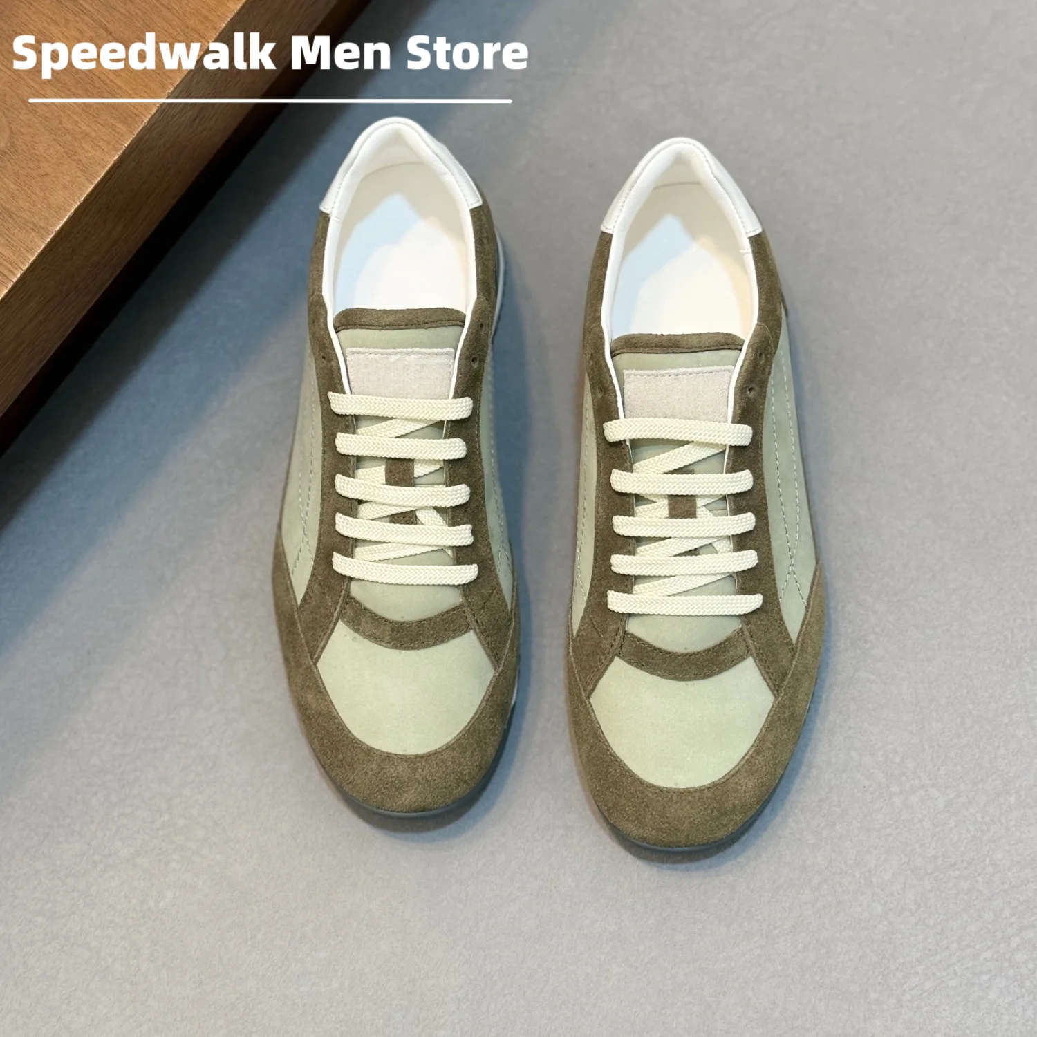 2026New Men Vintage Suede Canvas Patch Sneakers Low Top Lace Up Flat Non Slip Sole Office Daily Walking Trainers Multi Colors