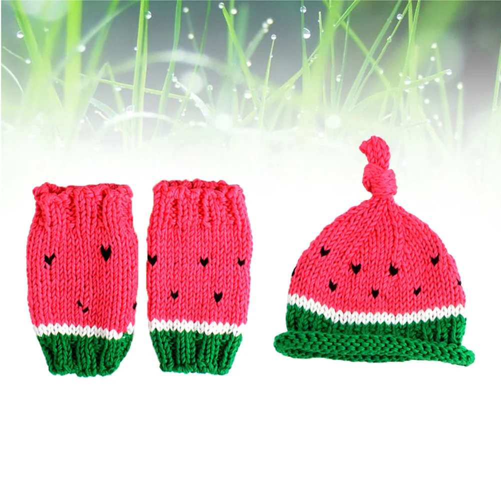 

Baby Photo Props Set Watermelon Knitted Costume Unisex Hat Pants Newborn Photography Outfits Infant Clothes Baby Photo Props
