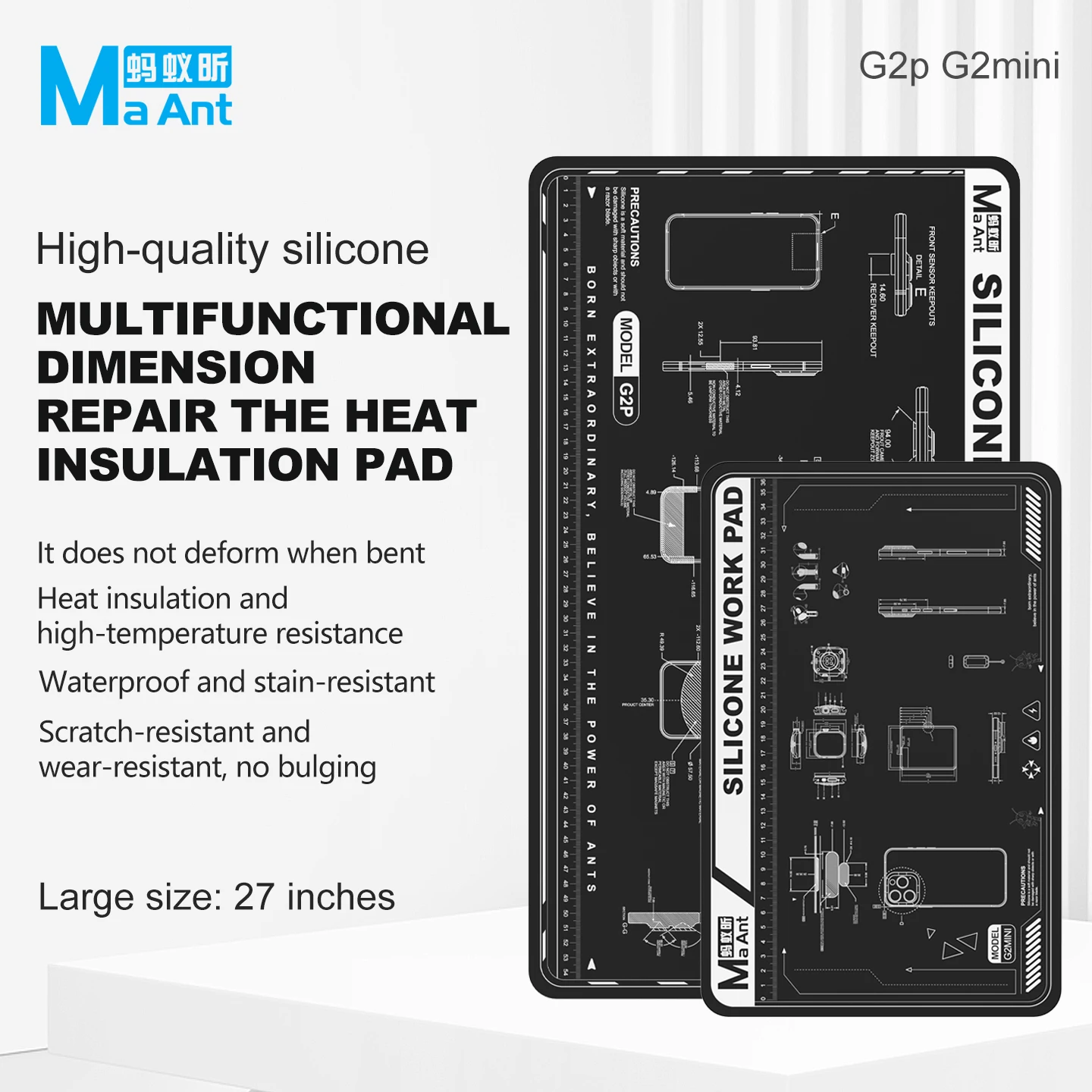 

MaAnt Silicone Repair Work Mat Heat Resistant Insulating Pad for Phone Maintenance G2P G2mini Workstation Protection Tool