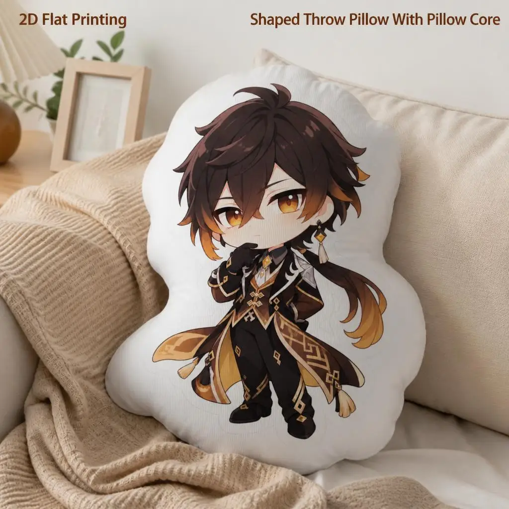 Genshins Dark‑Toned Chibi Genshin Figure Shaped Pillow Cushion Irregular Stuffed Throw Pillows for Sofa Home Decoration Gift