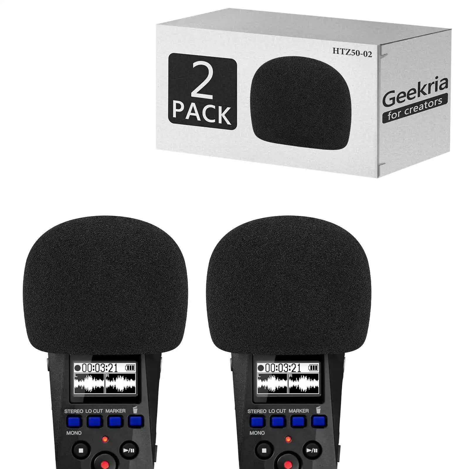 Geekria Foam Windscreen for ZOOM H1, Black