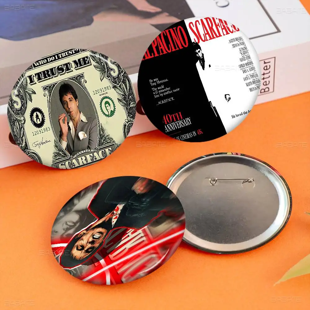Retro S-Scarface Customizable Soft Button Pin For Women Creative Jewelry Funny Badge Cartoon Lover Hat
