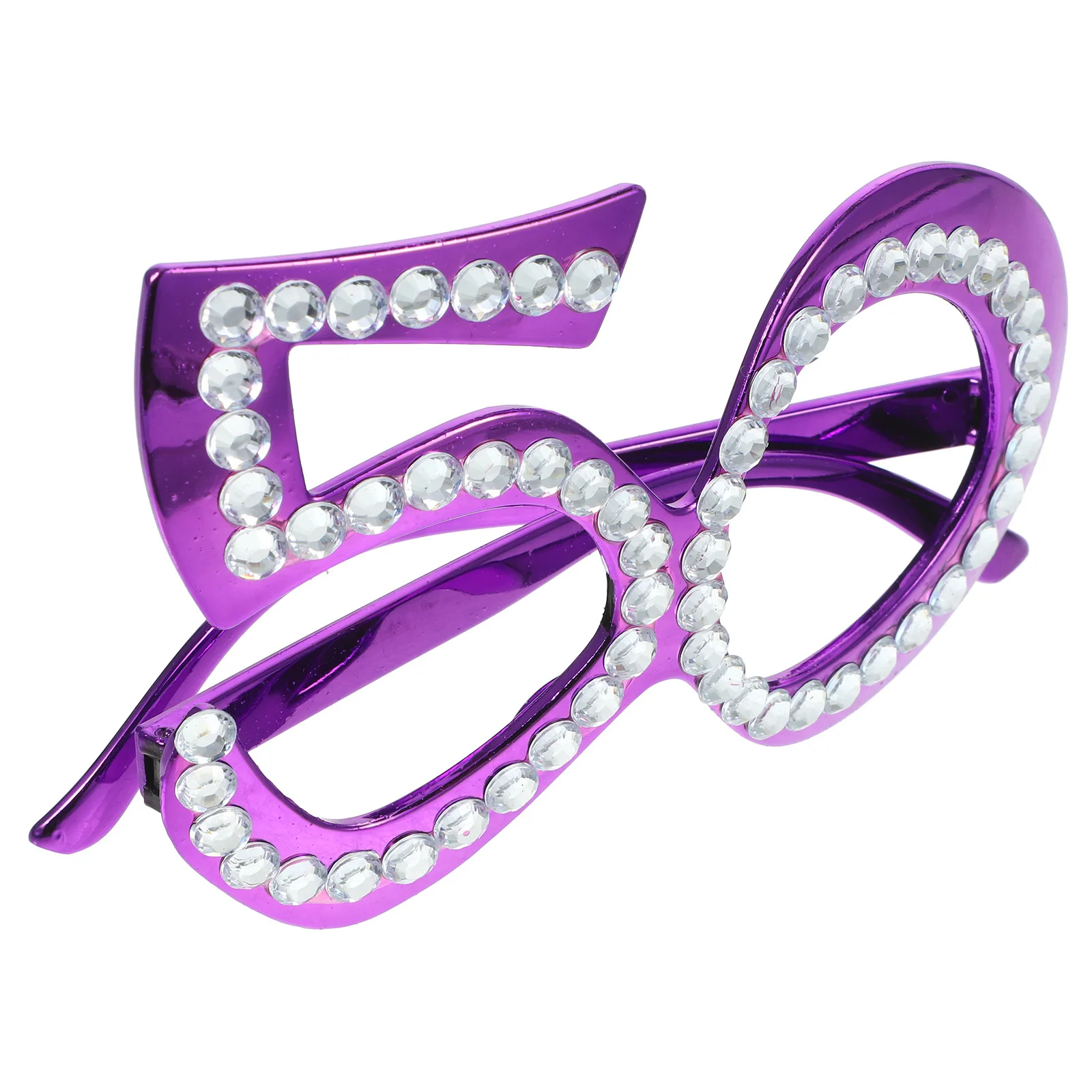 

1Pair Birthday Glasses Rhinestone Number 50th Party Eyewear Photo Props Adult Celebration Accessories Novelty Glasses Photo Prop