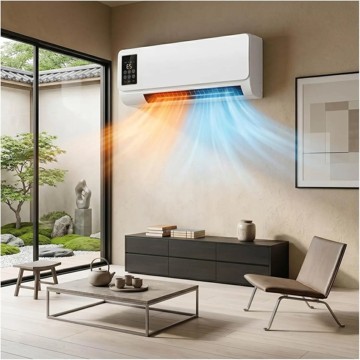 Portable Wall Air Conditioner, Wall Mounted Smart Air Conditioning Fan with Remote & Timer, 2-in-1 Heater and Cooling Fan Combo, Portable Small AC Unit for Bedroom Garage Bathroom(White)