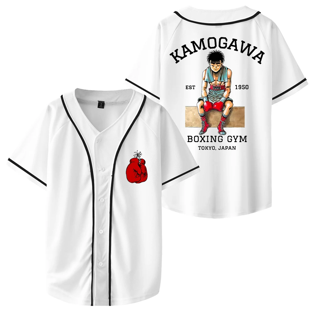 Anime Hajime No Ippo Kamogawa Boxing Gym Merch Baseball Jersey Short Sleeve Shirts Women Men Streetwear Harajuku Clothes