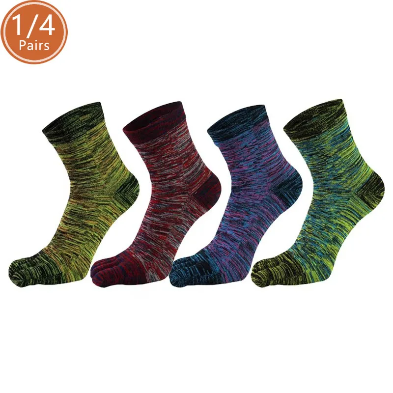 

1/4 Pairs Five Finger Socks Man Cotton Fashions Colorful Vintage Casual Young Soft Elastic Happy Funny Toe Short Socks Sokken