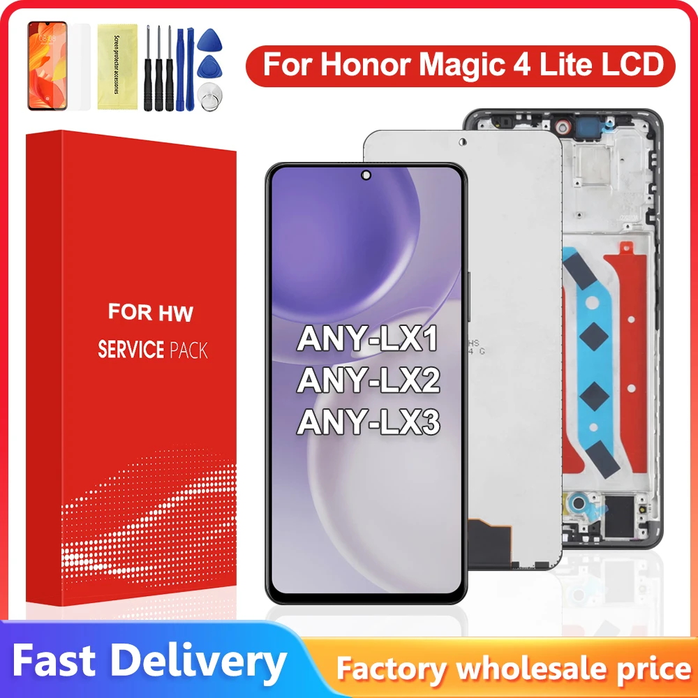 

6.81'' Tested For Honor Magic 4 Lite 5G LCD With frame Mobile Phone Display Touch Screen Digitizer Assembly Replacement