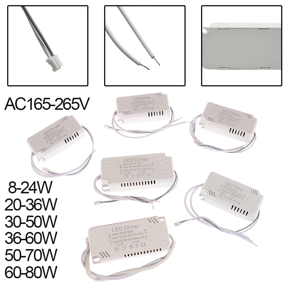 AC 165-265V LED Driver 300mA No Flicker 8-24W 20-36W 30-50W 36-60W 60-80W LED Power Supply Unit Lighting For Driver Led Light