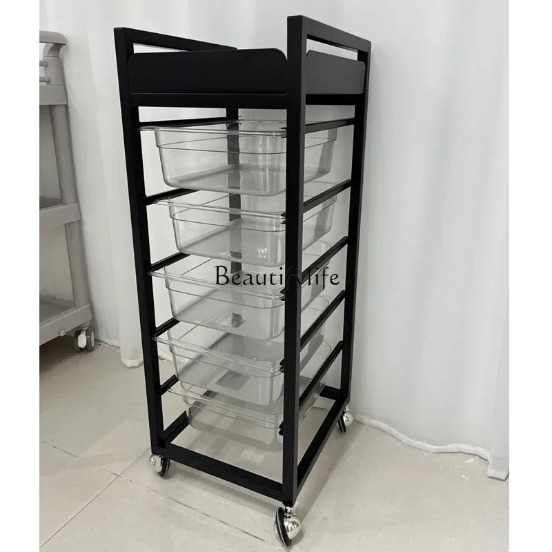 Hair Cart Hair Salon Tools Beauty Trolley Hot Dyeing Storage Rack Barber Shop Storage Cabinet