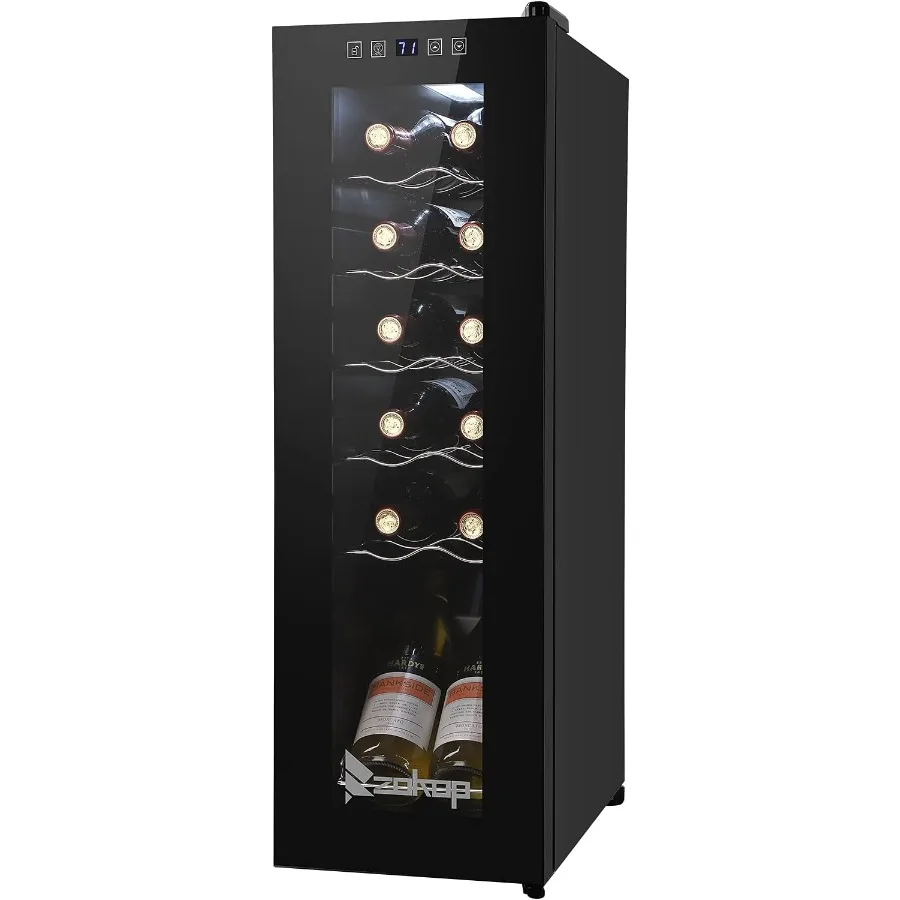 Enfriador de vino con compresor independiente de 12 botellas con Control de temperatura Digital para el hogar, Bar o cocina, almacenamiento compacto, Mini vino