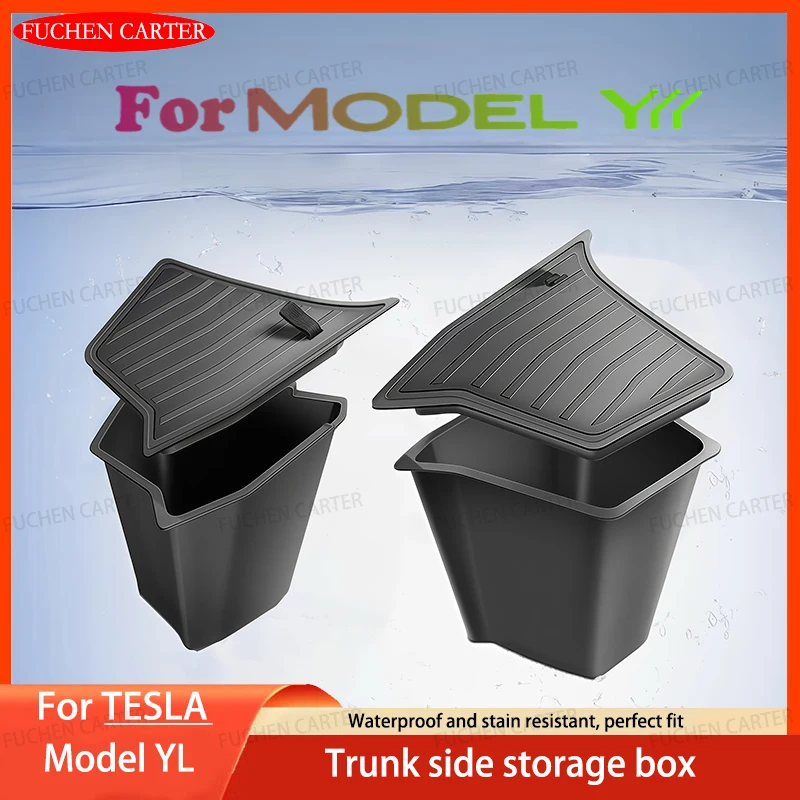 Para Tesla Novo Modelo YL Lançamento 2026: Tampa Organizadora para Caixa de Armazenamento Lateral do Porta-Malas, Acessórios de Reequipamento para Caixa de Armazenamento Lateral do Porta-Malas