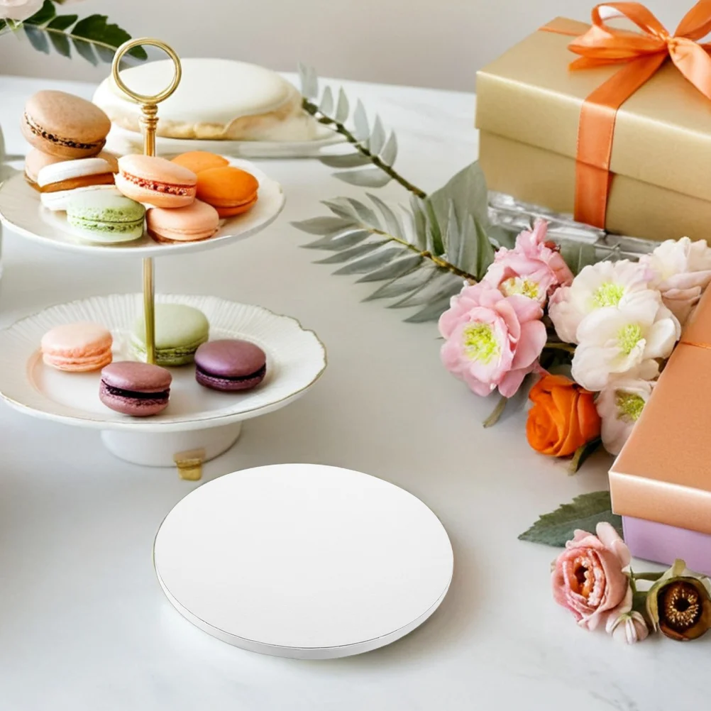 

7Pcs 10 Inch Round Cake Drum Boards Thick White Cardboard Greaseproof Cake Bases for Birthday Wedding Decorating