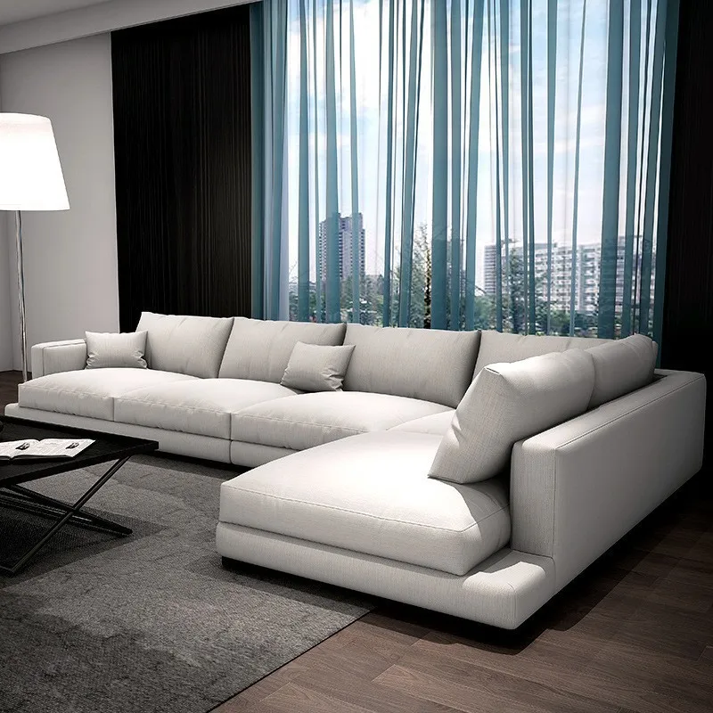 Italian Minimalist Fabric Sofa Wabi-Sabi Combination of Simple Technology Cloth Sofa Living Room VIP Corner Cloth Sofa