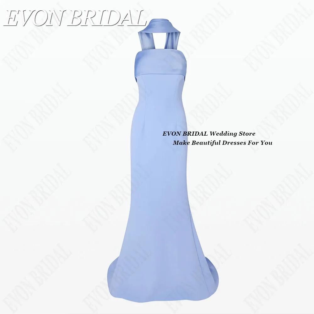 EVON BRIDAL Sleeveless Celebrity Red Carpet Dresses Satin Strapless Sky Blue Evening Gown فساتين للمناسبات الخاصة Mermaid Custom