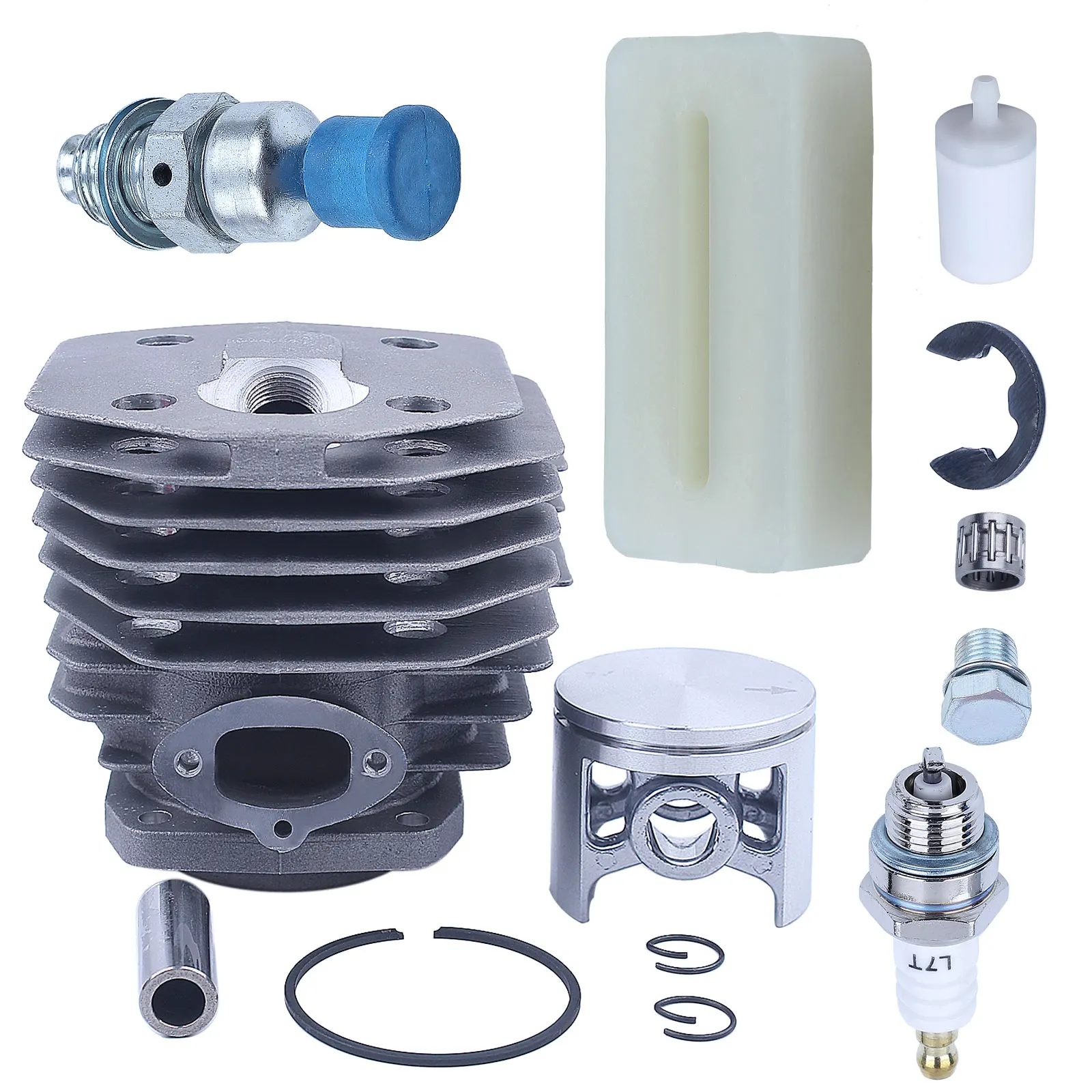 45mm Cylinder Piston Bearing Carb Kit For Husqvarna 154 254 154XP 254XP Chainsaw Part Spark Plug Decompression Fuel Filter