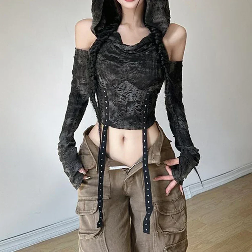 

Casual Outings Black Hot Girl T-shirt Black Long Sleeve Shirt Irregular Design Solid Color Design Suitable For Commuting