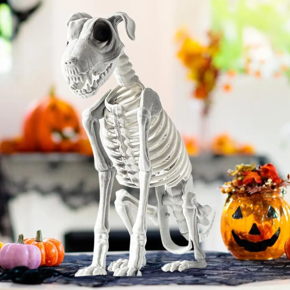 Sitting Dog Dog Skeleton Scary Spooky Sitting Dog Skeleton Long-Lasting with Sharp Teeth Halloween Skeleton