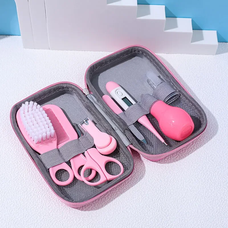 Infant Care Box Baby Nail Care Tools Sets Portable Child Healthcare Products Grooming Care Brush Kit with Storage Bag 8pcs/set